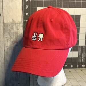 Peace sign hands Hat Red Adjustable 100% cotton